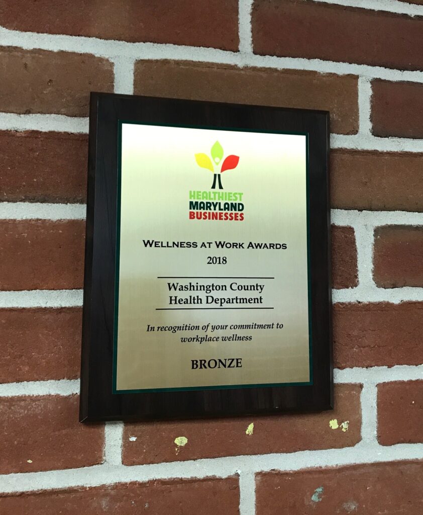 WCHD 2018 Wellness at Work Award plaque