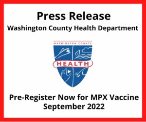 Press release, Pre-register for monkeypox vaccination, Health Department logo, details in post