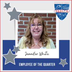 Jennifer White, Employee of the Quarter; photo of employee and health dept logo