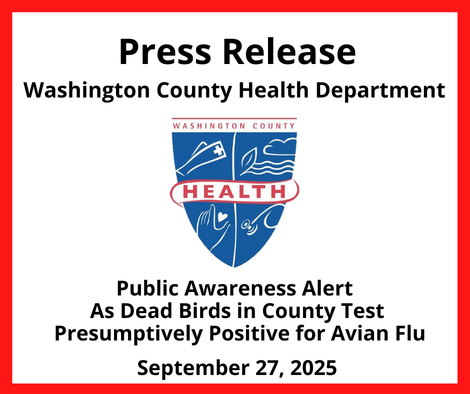Health Department Issues Public Awareness Alert As Dead Birds in County Test Presumptively Positive for Avian Flu
